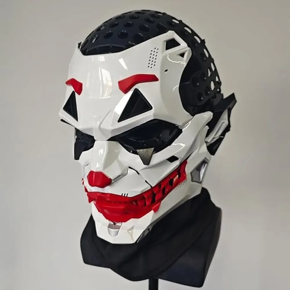 Futuristic Clown Mask Adult White Red Cosplay Halloween Costume Accessory